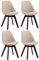 CLP Lot De 4 Chaises De Salle A Manger Retro Borneo V2 Tissu I Pieds en Bois I Dossier Assise Rembourrés, Couleur:crème, Couleur du Cadre:Noyer