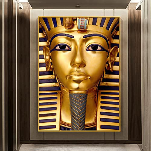 QITEX Wanddeko Schlafzimmer 40x60cm (Kein Rahmen) Goldene Maske Tutanchamun Poster Altes Ägypten Pharao Leinwand Bild Luxus Wand Bilder Dekor Leinwand Wand Bilder Bild