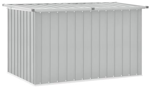 homiuse Gartenbox Grau 149 x 99 x 93 cm Auflagenbox Aufbewahrungsbox Aufbewahrungstruhe Gartentruhe Garten Wasserdicht Kissenbox Outdoor Wasserdicht Gartenbox Klein Verzinkter Stahl Klappdeckel