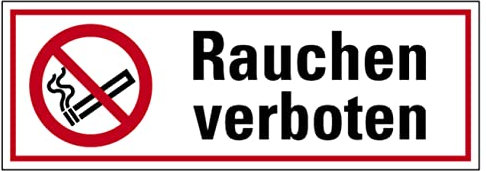 Aufkleber Verbot Warnhinweis „Rauchen verboten!“ Symbol Schild Folie ISO 7010 | 21x7,4cm Made in Germany