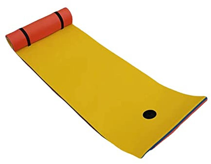 Perfeclan Wasserschwimmmatte Schwimmmatte XPE Wasserdecke Entspannende unsinkbare schwimmende Wassermatte Driftmatratze für Beach Lake Pool, Gelb Blau Rot