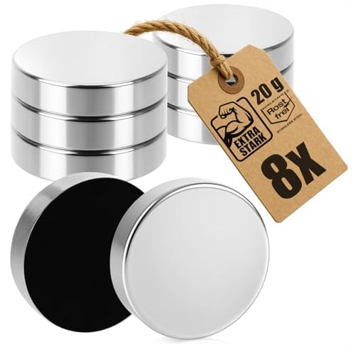 com-four® 8X Starke Edelstahl-Magnete mit Filz-Schutz für Magnettafel | Whiteboard - Pinnwand - Kühlschrank - Tischdeckenbeschwerer für sicheren Halt - Magnete als Tischtuchklammer