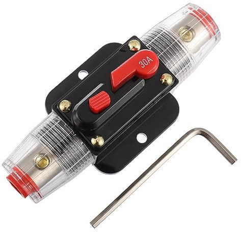 EPLZON 30A Interruttore Interruttore 30 AMP Fusibile Inline Holder 12V-48V DC Pulsante di Reset Manuale per Car Audio Amplificatore di Suono Sistema RV Casa Marine Boat Truck