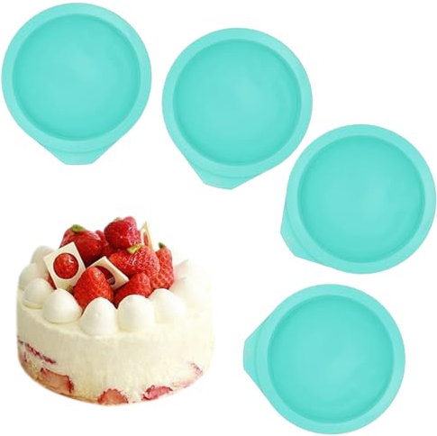 FANNITE 4 Stück Silikon Backform Rund, 6 Zoll Tortenform, Antihaftbeschichtet Kuchenform Silikon Auslaufsicher Schichtkuchen-Backform (grün)