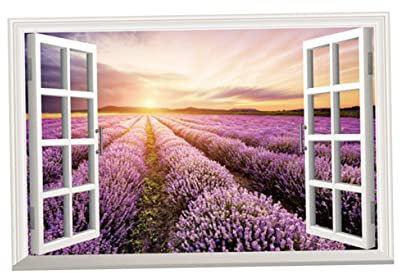 BESPORTBLE Adesivo Murale con Design Sole e Paesaggio Decorazione Rimovibile per per Camera da Letto e Materiale PVC Facile da Applicare e Rimuovere