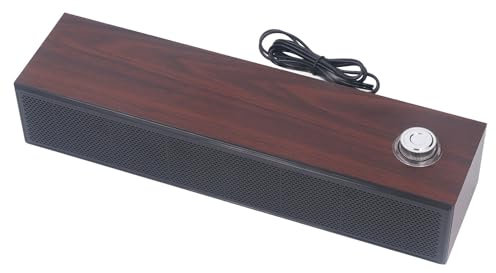 Altavoces para Computadora, Barra de Sonido para Computadora con Cable de Madera, Sonido Estéreo de Alta Fidelidad, Altavoces para PC con Alimentación USB, Entrada AUX y PC de
