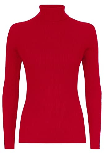 VEARZ® Womens Turtle HIGH Neck Jumper ! Ladies Long Sleeves Polo ROLL Neck Tops Ribbed Stretchy Pull Over Sweater Plus Size Red
