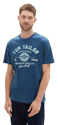 TOM TAILOR Herren T-Shirt aus Baumwolle mit Logo-Print