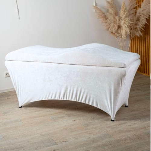 Untitled Wave Matratze (Curved Topper) mit Memory Foam, Liegenbezug, Set 190x70 cm für Kosmetikliege, Massageliege, für Wimpernverlängerungen, PMU - weiß
