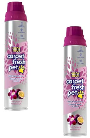 10001 Carpet Fresh Pet Quick Drying Fine Foam - Fragrance: Thai Orchid & Passionfruit - Leaves Your Carpet & Home Smelling Fresh & Clea - No Need To Vacuum - Pack of 2 x 300ml