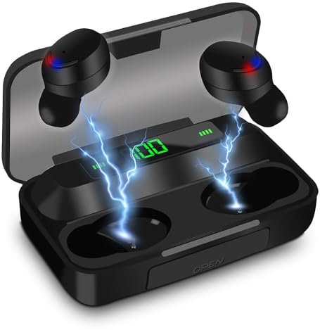 Cuffie Auricolari Bluetooth in ear, Connessione Bluetooth 5.1, con Custodia di Ricarica Power Bank. Cuffie Wireless ENC Cancellazione Rumore, iPro, lcd. Display LED, per iOS e Android.