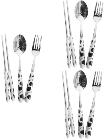 TOPBATHY 3 Juegos juego de y tenedor de vaca talheres aco inocidavel cubiertos portatiles excavadora para niños palillos portátiles mostrada utensilios para acampar coreano colocar