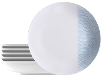 Tramontina - Platos hondos redondos decorados porcelana 22 cm Acuario. Juego de 6 unidades.