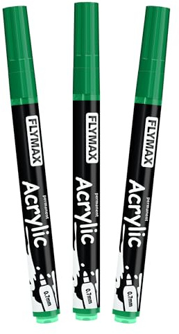 Marqueur Feutre Vert 0,7 mm – Marqueur Permanent Vert Peinture Acrylique, Indélébile, Pointe fine, Aquarelle, Séchage rapide (lot de 3)