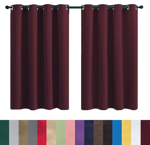 GAIFNAG Rideau Occultant - Rideaux Isolation Thermique 50 x 250 cm 100% Polyester/Décoration/Anti Bruit/Lavable Rideaux et Draperies Intérieurs Décoratif pour Chambre Fenêtre Salon Coucher, Vin Rouge