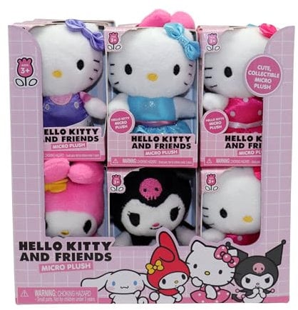 Grandi Giochi Hello Kitty - Microplush Da Collezione Con Hello Kitty, My Melody, Kuromi E Cinnamonroll – Morbidi Peluche Da 8 Cm - Morbidi E Divertenti