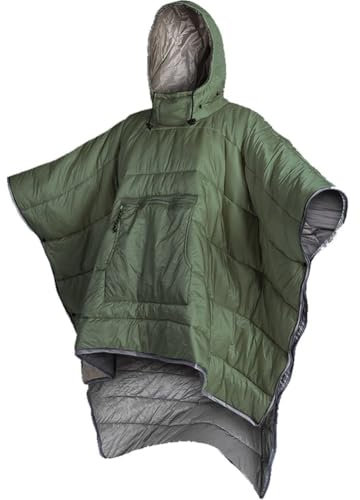 Keuyeo Winter Poncho Coat Wearable Hooded Blanket Outdoor Camping Warmth Small Quilt Water-resisitant Sleeping Bag Cloak Cape with Hat for Men Women
