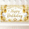 PartyYaa Geburtstag Banner, Happy Birthday Banner Deko, Extra Großes Geburtstag Party Fotoautomaten Hintergrund Dekoration Schild Poster für Männer und Frauen (Weiß Gold)