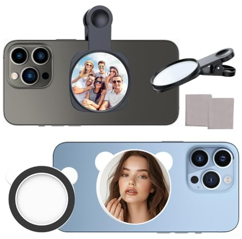 2Pcs Handy Rückkamera Selfie Spiegel,Magnetischer Handy Selfie Spiegel,Magnetischer Spiegel,Verstellbarer Telefon Kamera Reflexionsspiegel,für Vlogging/Videoaufnahmen