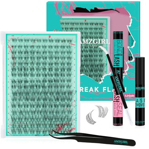Kit de pestañas naturales 160PCS con enlace blanco de pestañas y sello, eliminador de pegamento de pestañas y aplicador, pestañas invisibles Kit de pestañas de banda ancha (Lavendy, D-Mix8-16mm)