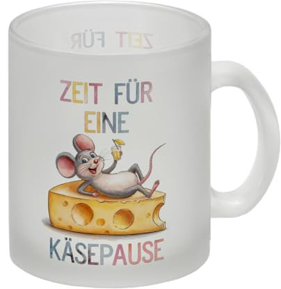 Fröhliche Maus auf Käse Glas Tasse Käsepause Lustige Büro-Mug als Frühstücksgeschenk