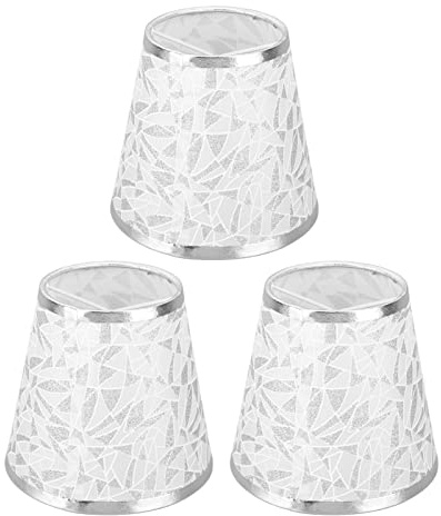 Lampenschirme zum Anklippen, moderner Lampenschirm, Stoff, Lampenschirm für E14-Glühbirne, Kronleuchter, Wandlampe, Silber, 3 Stück