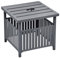 ATR ART TO REAL Table d'appoint carrée avec trou pour parasol de 4 cm, table basse en métal pour extérieur, terrasse, cour, piscine, porche, balcon - Gris foncé