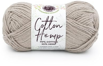 Lion Brand Yarn Baumwolle Hanf Weiches, strapazierfähiges Garn zum Häkeln und Stricken, 1 Packung, Mineral