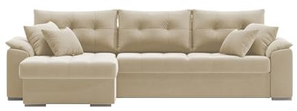 FORNIRO 24 Dalmir Ecksofa mit Schlaffunktion und Bettkasten - Sofa mit 3 Sitzen - Universal Schlafcouch L-Form mit Kissen - Modern Couch - 260x85x152 cm (Monolith)