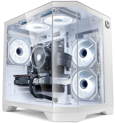 VIBOX PC Gamer • AMD Ryzen 5 5500 4,2 GHz • Nvidia RTX 3050 16 Go • 16 Go RAM • 1 to NVMe M.2 SSD • Windows 11 • WiFi • Blanc