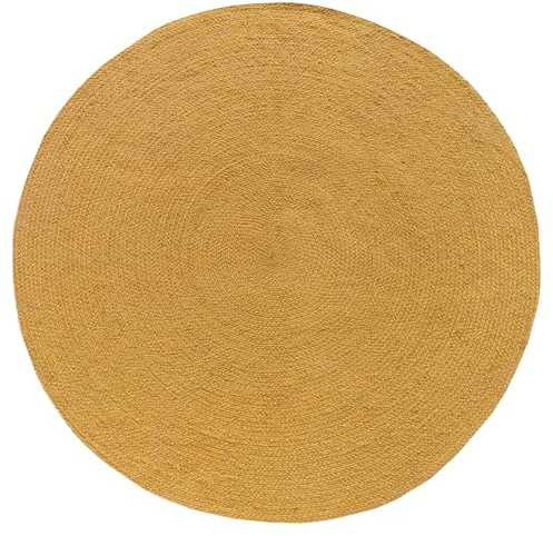 HAMID Outdoor Teppich aus recyceltem PET – Waschbar, Wasserfest & Pflegeleicht – Nachhaltiger In & Outdoor Teppich für Terrasse, Balkon, Garten oder Wohnzimmer (120x120cm, Ocker)