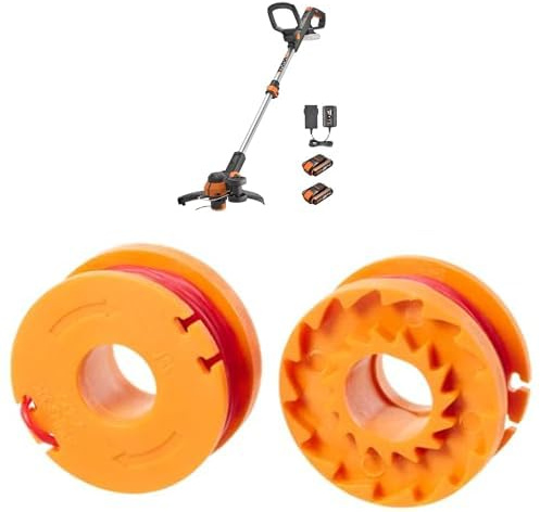 Pack WORX Coupe-Bordures 2 en 1 sans Fil 20V WG163E + 6 bobines de Rechange, diamètre de 30 cm, se transforme en Dresse-Bordures, tête Amovible 90°, livré avec 2 Batteries 2Ah et Chargeur