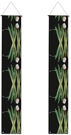 Rosa Tulpen bedruckte Veranda-Banner, 2 Stück, hängende dekorative Banner, geeignet für Partys und Veranda-Dekorationen