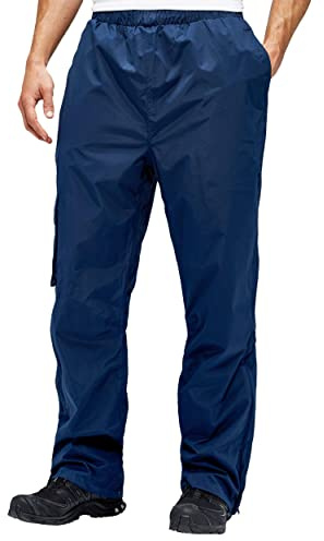 Peter Storm Men’s Storm Waterproof Trousers with Elasticated Waist & Side Leg Zips, Lined & Breathable Pants (UK, Waist & Inseam, XXL, 31, Navy)