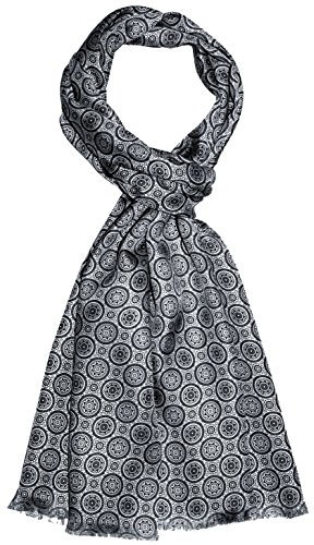 Lorenzo Cana Herren Schal 100% Seide in harmonischen Grautönen bedruckt doppellagig Seidenschal Seidentuch Männerschal elegantes Tuch im Dandy Style 30 cm x 160 cm 8920211