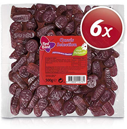 Red Band Fruchtgummi Cassis Selection - Großpackung: 6er Pack (6 x 500 g Beutel) - Intensiver Geschmack, fruchtig und köstlich süß - Holländische Qualität