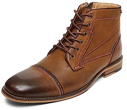 Steve Madden Men's Jefries Combat Boot, Dark Tan, 44-45 EU