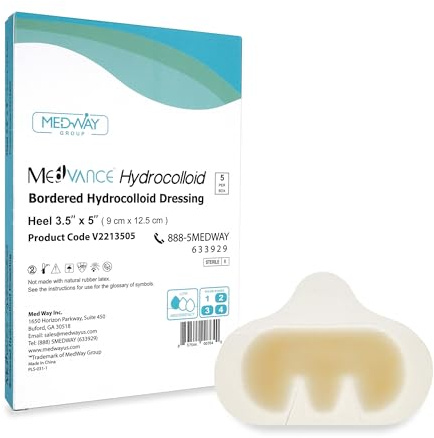 MedVance Hydrocolloid – Bordered Hydrocolloid Adhesive Dressing, Heel/Elbow, 3.5x5, Box of 5 dressings