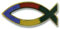 Christliche Geschenkideen Metall-Anstecknadel, Fisch Regenbogen