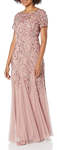 Adrianna Papell Damenkleid mit Blumenmuster und Perlen