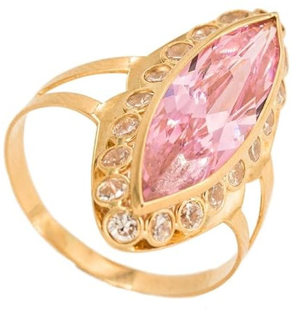 PRIORITY Solitärring aus 18 K Gold in der Mitte Rose von Frankreich und Zirkonia Solitärring | Ring in der Mitte Rosa | Frankreich | Ring mit Zirkonia | Zirkonia | Geschenk | Damenring |