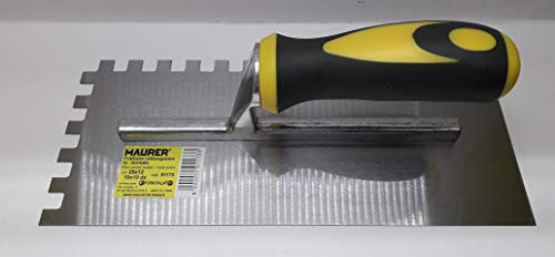 FRATTAZZO FRATTONE ACCIAIO DENTATO 10x10 mm maurer 280X120 dx COLLA PIASTRELLE