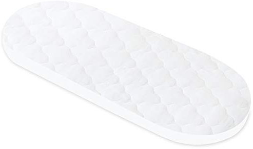 Moses Basket Mattress Protector - Waterproof Pram Mattress protector (77x30cm), Quilted Mattress Cover (COVER ONLY), Ultra Soft, White