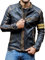 Veste en cuir véritable pour homme | avec détails vintage vieilli | Veste en cuir noir Cafe Racer | Veste de moto, Noir , M