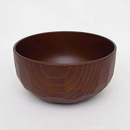 OTSUMAMI TOKYO Japanese Soup Bowl, Miso Soup Cup, Soup Mug for Noodle, Rice, Cereal, Dishwasher safe, Durable, Made in Japan (1pc, Hexa Wood Grain Pattern, Large 5 x 2.6 in.)