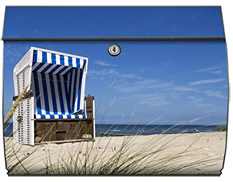 motivX-Ideenwerkstatt Briefkasten Swing Wandbriefkasten mit Motiv Strandkorb am Meer