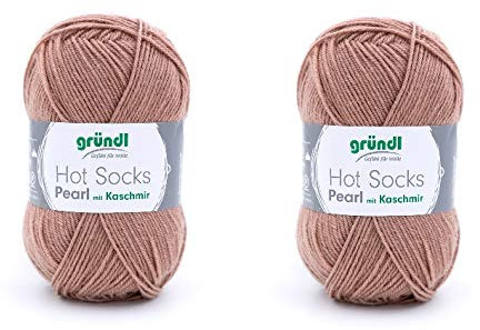 2-er Pack Hot Socks Pearl uni, 2 x 50 g 4 fädiges Sockengarn mit Kaschmir, hochwertig u. weich, (06 camel)