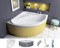 ECOLAM Baignoire d'angle asymétrique Standard Polimat 140x140 cm + boîtier universel en polystyrène | siphon et silicone