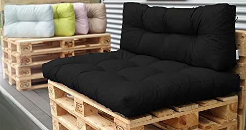 Royal Schneider Palettenkissen Set Palettensofa Palettenpolster, 01-Schwarz, 1x Sitzkissen (120 x 60 x 10cm)
