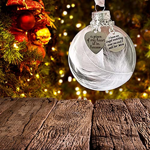 Weihnachtskugel Personalisiert Christbaumkugel Kunststoff Transparenter Baumkugeln mit Feder Weihnachtlicher Baumschmuck Weihnachtsanhänger Baum Kugeln Weiß 8cm Christbaumkugeln